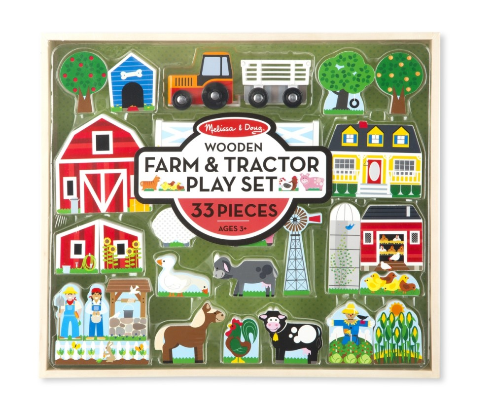 Melissa & Doug Fa építőjáték – Farm és traktor