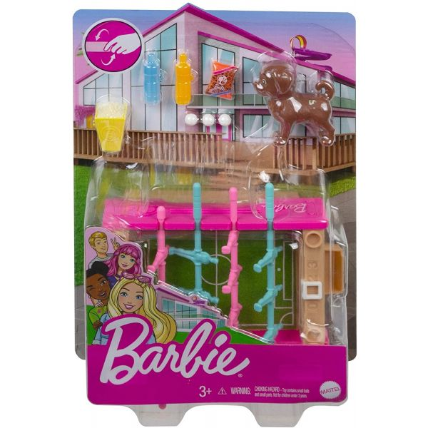 Barbie kerti csocsóasztal játékszett kisállattal