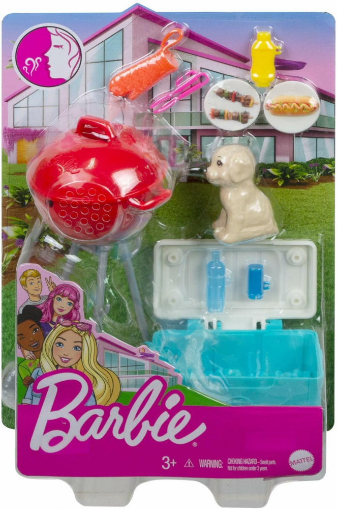 Barbie kerti grill játékszett kisállattal