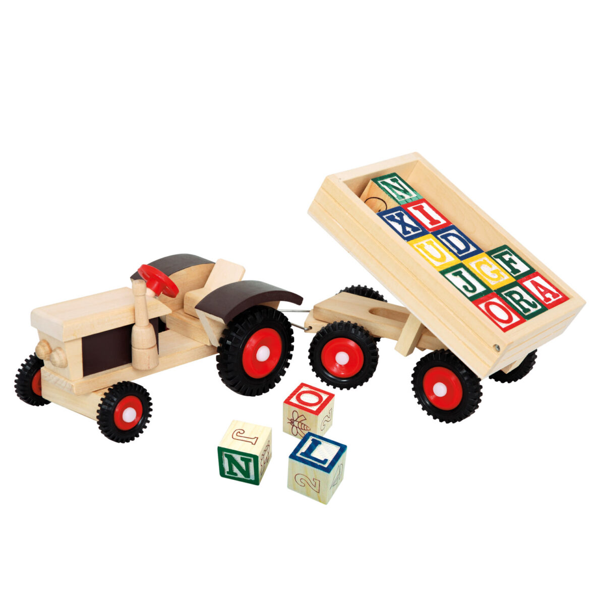 Bino – Fa traktor pótkocsival és ABC kockákkal